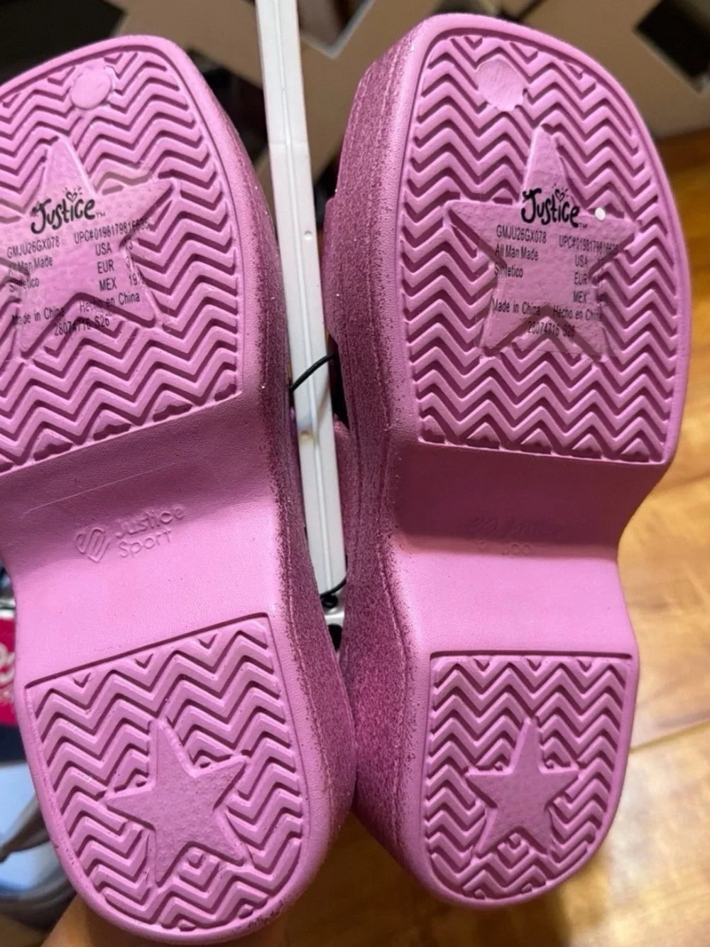 Justice Lilac Mary Jane Clog and Pink Glitter Slide Sandal Duo